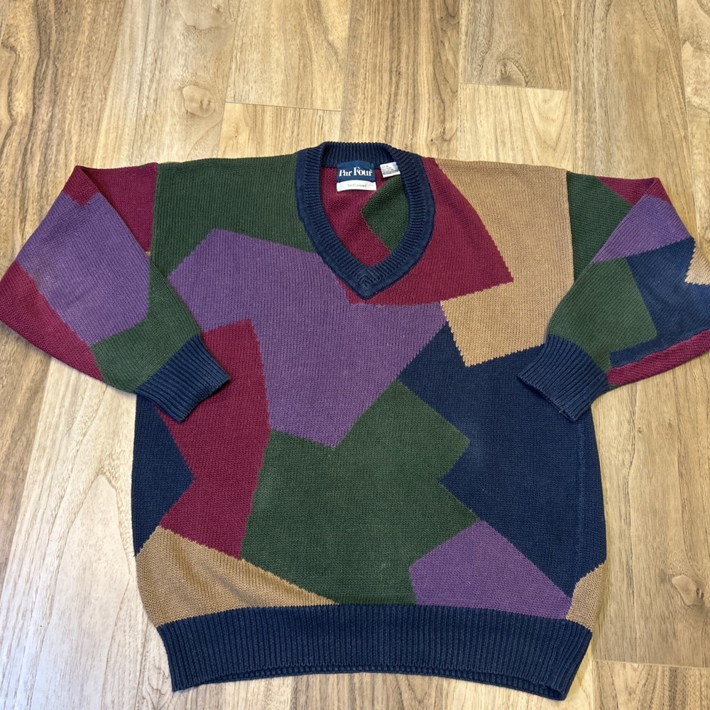 Vintage Par Four Sweater Adult XL Colorful Pullover‎ Golfing 90s Sports USA